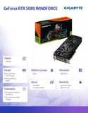 Gigabyte GeForce RTX 5080 WINDFORCE OC SFF 16G DLSS 4 Graphics Card