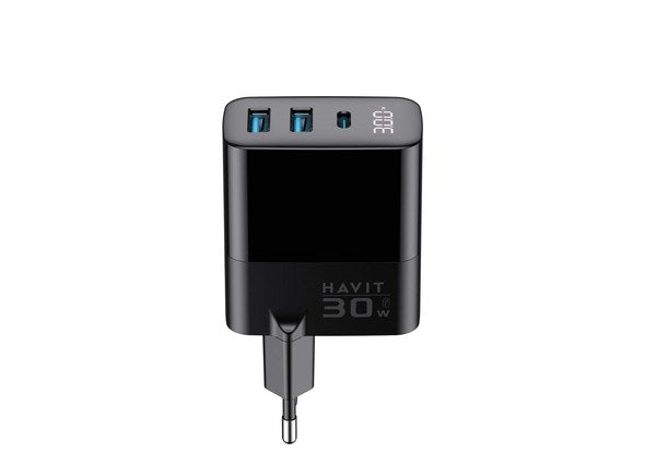 Havit UCLE001 EU GaN Tri-Port 30W Charger - Black