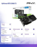 PNY GeForce RTX 5060 Ti 8GB GDDR7 Dual Fan Overclocked Gaming GPU