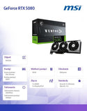 MSI GeForce RTX 5080 16G VENTUS 3X OC Graphics Card