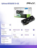 PNY GeForce RTX 5070 Ti 16GB Overclocked Triple Fan Graphics Card