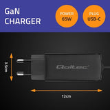 Qoltec 65W GaN Super Fast Charger - USB-C 3.1 (52419)