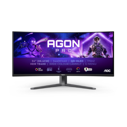 AOC Agon Pro AG346UCD 175Hz curved OLED GAMING monitor with speakers and AMD FreeSync Premium technology - 34 inches - UWQHD (3440x1440, 21:9, 110...