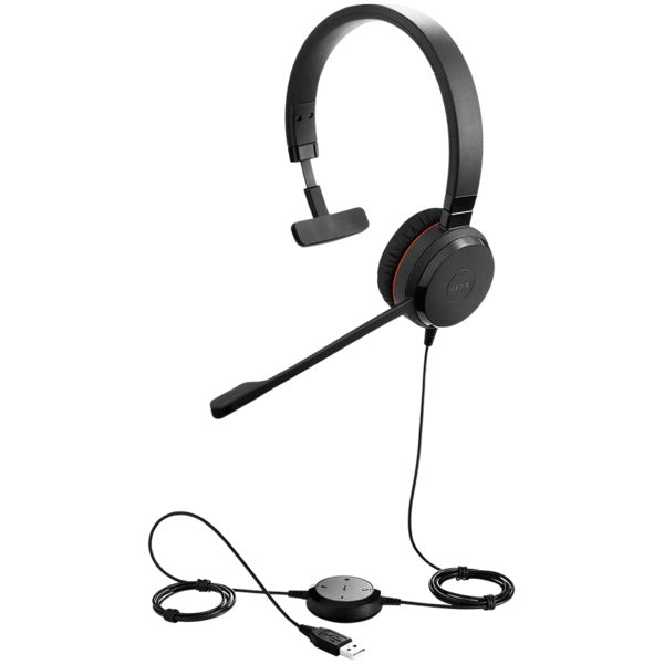 Jabra Evolve20 SE Mono MS Headset - USB-C/A Adapter, Leather