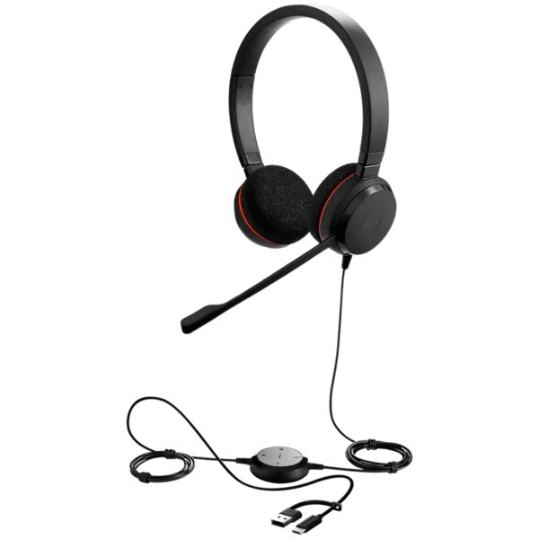 Jabra Evolve 20 Stereo UC Headset with USB-C/A Adapter