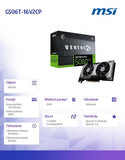 MSI GeForce RTX 5060 Ti 16GB VENTUS 2X OC PLUS Graphics Card