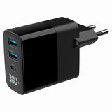 Gembird TA-UC-PDQC30LCD-BK-02 Universal AC Fast Charging Mobile Device Charger - Black