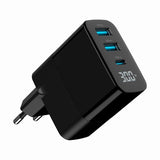 Gembird TA-UC-PDQC30LCD-BK-02 Universal AC Fast Charging Mobile Device Charger - Black