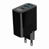 Gembird TA-UC-PDQC30LCD-BK-02 Universal AC Fast Charging Mobile Device Charger - Black