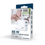 Gembird TA-UC-PDQC65L-W-01 Universal AC Fast Charger for Mobile Devices - White