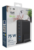 Gembird TA-UC-2A4C-PD75-01-BK Universal AC Fast Charger for Mobile Devices - Black