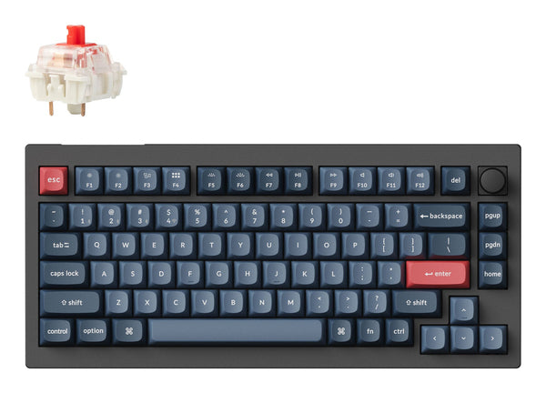 Keychron V1 Max RGB Wireless Mechanical Keyboard - US Layout, Hot-Swappable Gateron Jupiter Red