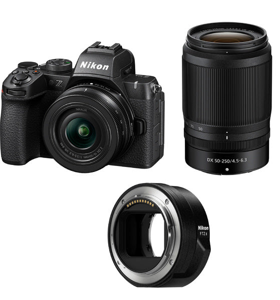 Nikon Z50 II (Z 50 II), (Z50II) + NIKKOR Z DX 16-50mm f/3.5-6.3 VR + NIKKOR Z DX 50-250mm f/4.5-6.3 VR + FTZ II Mount Adapter