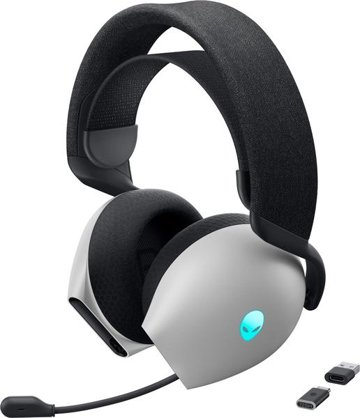 Dell Gaming Headset - Alienware Tri Mode AW725H - Bluetooth - Over-Ear - Microphone - Lunar Light - Noise canceling - Wireless