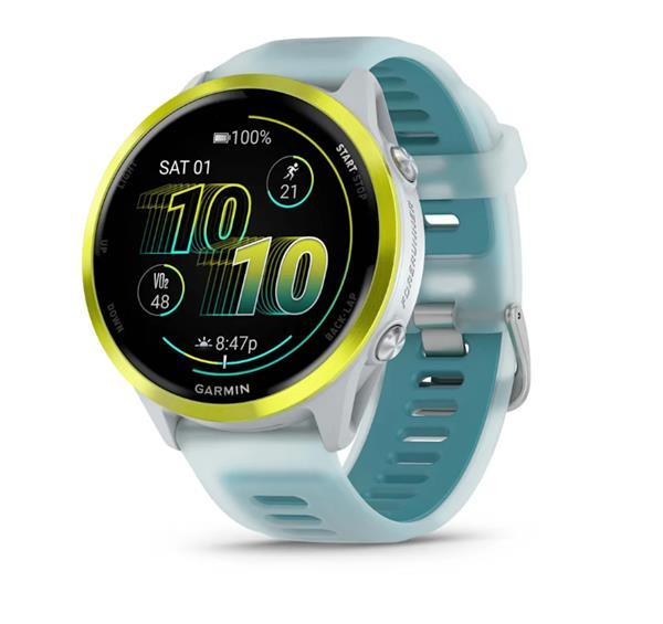 Garmin Forerunner 570 47mm Bright Yellow Aluminum with Translucent White Stone/Turquoise Strap