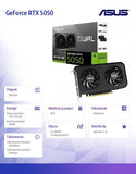 ASUS NVIDIA GeForce RTX 5050 DUAL 8GB GDDR6 PCIe 5.0 Graphics Card