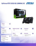 MSI GeForce RTX 5050 8GB GAMING OC Graphics Card