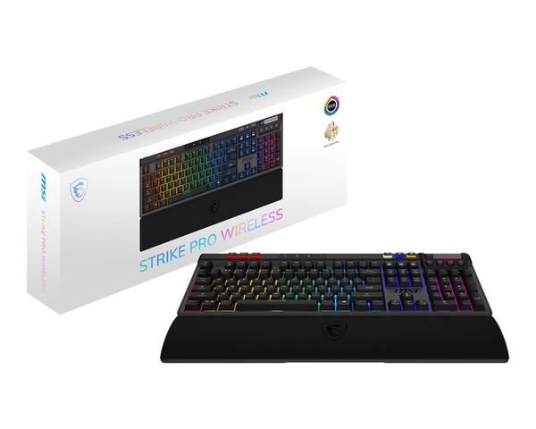 MSI STRIKE PRO WIRELESS Gaming Keyboard - Kailh Midnight Pro Silent Tactile - US Layout - Black