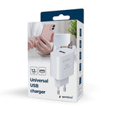 Gembird TA-UC-1A12-01 Universal USB Wall Charger, 2.4A, White