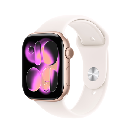 Apple Watch Series 11 GPS + Cellular 46mm Rose Gold Aluminum Case with Light Blush Sport Band - M/L