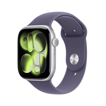 Apple Watch Series 11 GPS + Cellular 46mm Silver Aluminum with Purple Fog Sport Band - S/M