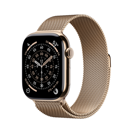 Apple Watch Series 11 GPS + Cellular 46mm Gold Titanium Case with Gold Milanese Loop