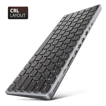 AXAGON HMC-KB USB-C 5Gbps Keyboard Hub with HDMI 4K/60Hz, PD 100W, microSD/SD, and 3x USB-A Ports