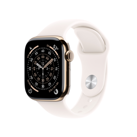Apple Watch Series 11 GPS + Cellular 42mm Gold Titanium Case with Light Blush Sport Band - M/L
