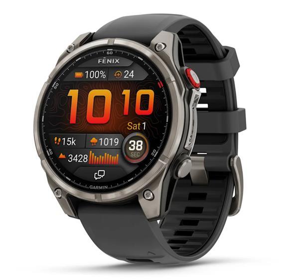 Garmin fēnix 8 Pro AMOLED Sapphire GPS Smartwatch 47mm Titanium with Graphite/Black Silicone Band