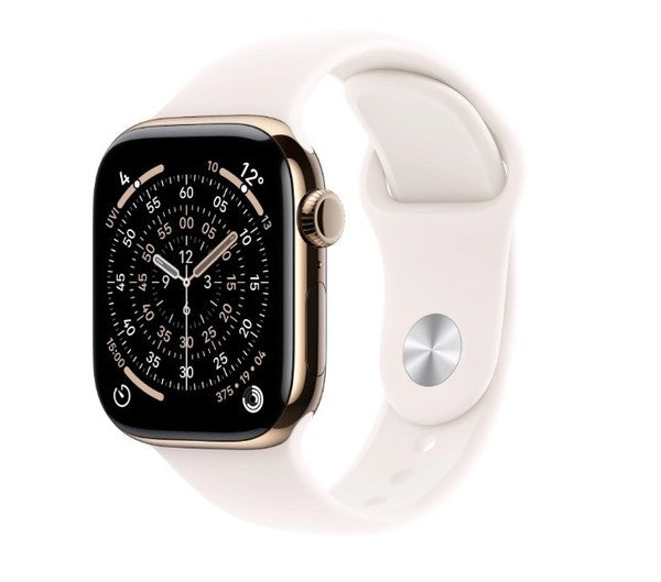 Watch Series 11 GPS + Cellular 42mm Gold Titanium Case with Light Blush Sport Band - S/M