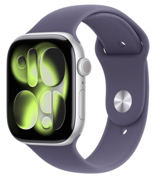 Apple Watch Series 11 GPS + Cellular 46mm Silver Aluminum with Purple Fog Sport Band - M/L