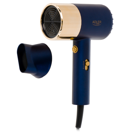 Adler AD 2280 Hair Dryer - 1800W, 3 Temperature Settings - Blue/Gold