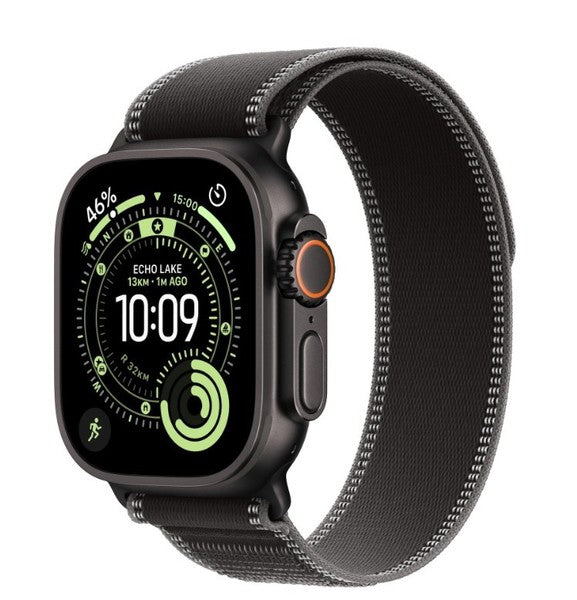 Apple Watch Ultra 3 GPS + Cellular 49mm Black Titanium with Black/Charcoal Trail Loop - S/M