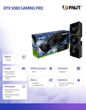 PALIT GeForce RTX 5080 GAMINGPRO 16GB GDDR7 Graphics Card