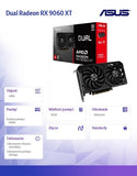 Graphics Card-ASUS-AMD-Radeon RX 9060 XT-16 GB-GDDR6-128 bit-PCI Express 5.0-Active-DUAL-RX9060XT-16G