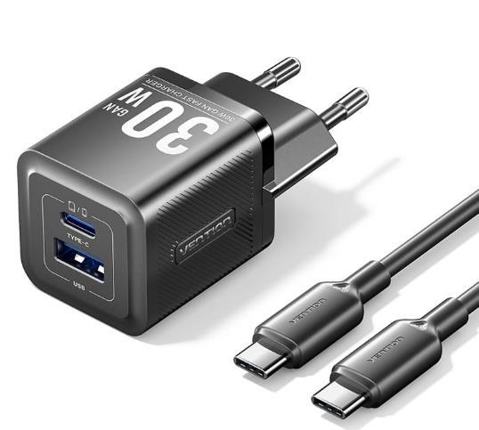 Vention 30W Dual Port USB-A & USB-C Wall Charger with Cable (TZ-FEQB0-EU-01)