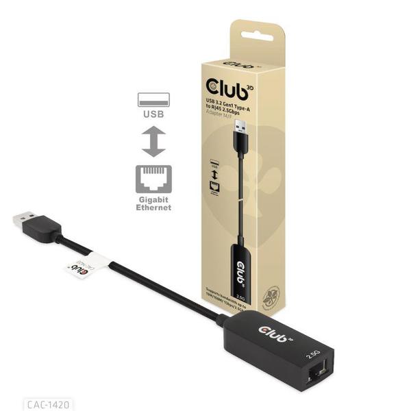 Club 3D USB 3.2 to RJ45 Gigabit Ethernet Adapter - CAC-1420