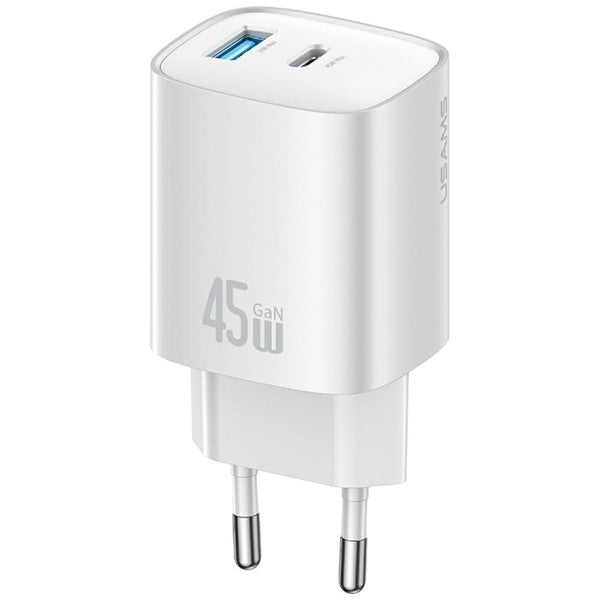 Charger T66 45W GaN Dual Port USB-A + USB-C Wall Charger
