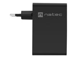 NATEC Ribera GaN 100W PD Charger - 3x USB-C, 1x USB-A - Black