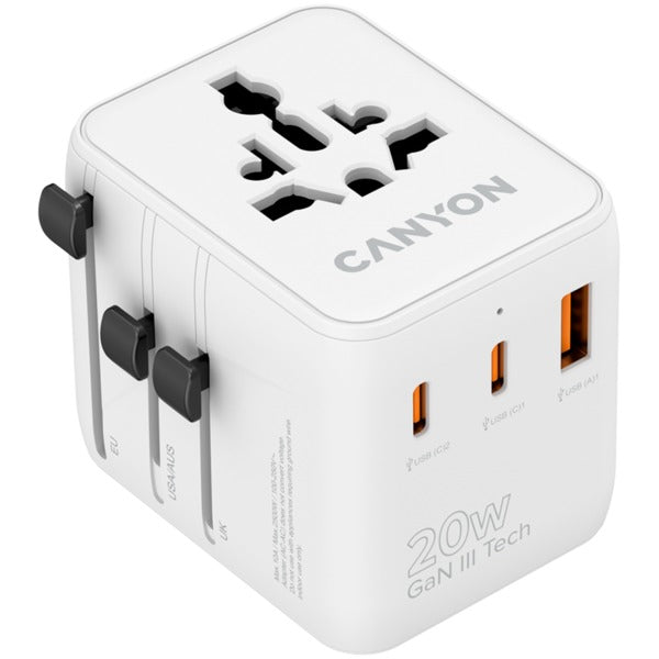 CANYON OnTour 20W Universal Travel Adapter (EU/UK/US/AUS) - White
