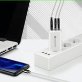 Charger GaN 65W 1x USB, 2x USB-C Quick Charge 4+ Wall Charger - White