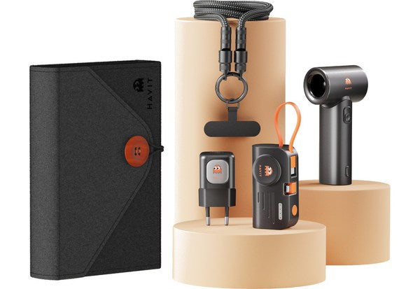 Havit STK011 EU Travel Set - Charger, Power Bank, USB-C Cable & Fan