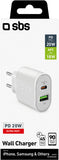 SBS 20W USB/USB-C Wall Charger - White