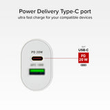 SBS 20W USB/USB-C Wall Charger - White