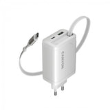 CANYON OnCharge 65RC USB-C 65W Charger with Built-In Cable - White