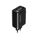CANYON OnCharge 65RC USB-C Wall Charger with Built-In Cable - 65W Power Delivery & Quick Charge - Black (EU Plug)