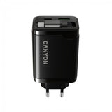 CANYON OnCharge 65RC USB-C Wall Charger with Built-In Cable - 65W Power Delivery & Quick Charge - Black (EU Plug)