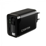 CANYON OnCharge 65RC USB-C Wall Charger with Built-In Cable - 65W Power Delivery & Quick Charge - Black (EU Plug)