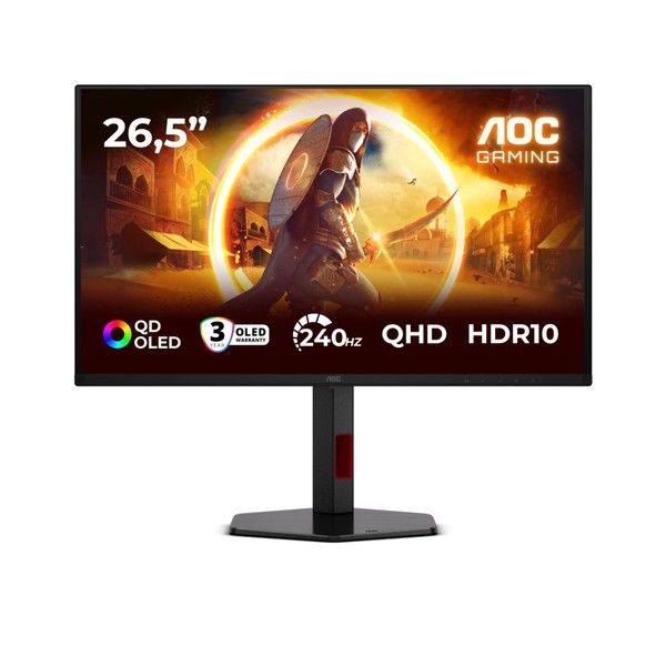 AOC Q27G4ZDR 240Hz OLED GAMING monitor - 26.5 inches - WQHD (2560x1440, 16:9, 111ppi) - Response time: 0.03ms (GtG) - 178°/178° - Connections: DisplayPort, ...