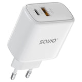 SAVIO LA-12 20W USB-C Power Adapter - White